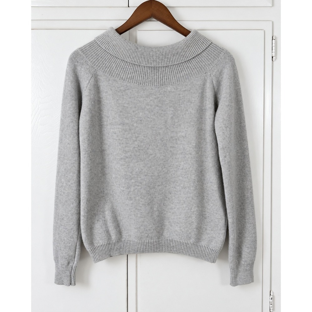 Brandy Melville Gray Wool Blend Portrait Collar Sweater Made in Italy